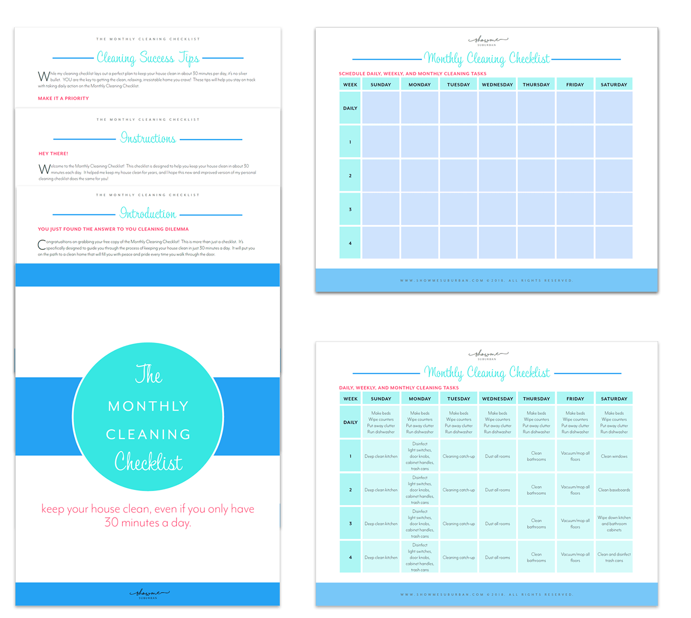 Monthly Cleaning Checklist | Daily, weekly, and monthly cleaning checklist printable